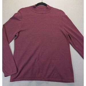 Pendleton Mock Neck Long Sleeve Top Large Burgandy Silk Blend Classic Layering